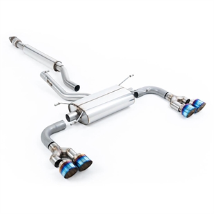 Milltek Resonated (Tystare) Quad Utlopp Cat Back för TRD Diffuser med Brända/Blå Titanändrör Toyota GR86