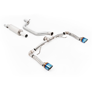 Milltek Partikelfilter-bak Race System (Högst) 80mm med Bränd/Blå Titan GT-115 Ändrör Seat Leon Cupra 2.0 TSI 245ps (GPF Modeller)