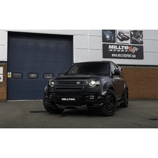 Milltek Special Edition Svart Belagd OPF/GPF-Bak Resonerat Ventilstyrt System med Fyra GT-90 Cerakote Svarta Ändrör Land Rover Defender