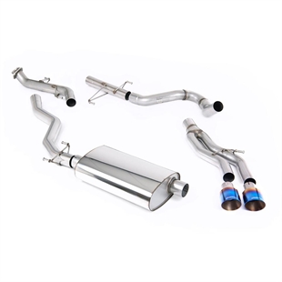 Milltek Non-Resonated (Högre) Catback med 2 x GT-100 Brända/Blå Titanium Ändstycken