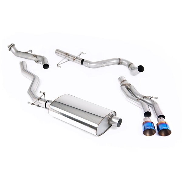 Milltek Non-Resonated (Högre) Catback med 2 x GT-100 Brända/Blå Titanium Ändstycken