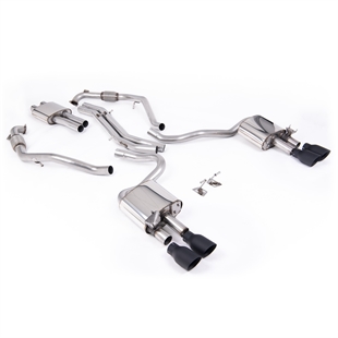 Milltek Sport Diff-modeller Med Förstärkningsstag (LHD) – Resonansdämpat Cat-back Avgassystem Med Fyrdubbla Cerakote-svarta Ändrör Till Audi S5 B9 V6 Turbo Coupé