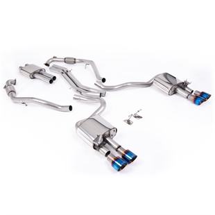 Milltek Sport Diff-modeller Med Förstärkningsstag (LHD) – Resonansdämpat Cat-back Avgassystem Med Fyrdubbla Brända/Blå Titanändrör Till Audi S5 B9 V6 Turbo Coupé