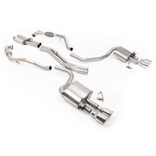 Milltek Sport Diff utan Stag - Resonerat (Tystare) Cat-Back Avgassystem med Quad GT-100 Polerade Ändrör, RHD, Audi S4/S5 B9