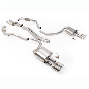 Milltek Sport Diff Utan Stag – Resonansdämpat (Tystare) Cat-back Avgassystem Med Fyrdubbla Polerade Ovala Ändrör, Högerstyrd (RHD), Audi S4/S5 B9
