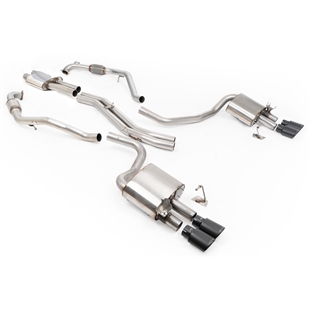 Milltek Sport Diff utan Stag - Resonerat (Tystare) Cat-Back Avgassystem med Quad Cerakote Svarta Ovala Ändrör, RHD, Audi S4/S5 B9