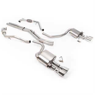 Milltek Sport Diff utan Stag - Icke-Resonerat (Högre) Cat-Back Avgassystem med Quad GT-100 Polerade Ändrör, RHD, Audi S4/S5 B9