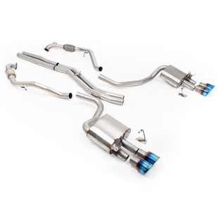 Milltek Sport Diff utan Stag - Icke-Resonerat (Högre) Cat-Back Avgassystem med Quad GT-100 Brända Titanändrör, RHD, Audi S4/S5 B9