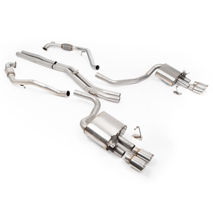 Milltek Sport Diff utan Stag - Icke-Resonerat (Högre) Cat-Back Avgassystem med Quad Polerade Ovala Ändrör, RHD, Audi S4/S5 B9