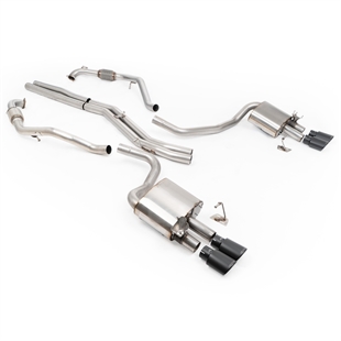Milltek Sport Diff utan Stag - Icke-Resonerat (Högre) Cat-Back Avgassystem med Quad Cerakote Svarta Ovala Ändrör, RHD, Audi S4/S5 B9