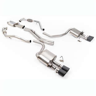 Milltek Sport Diff Utan Stag – Resonansdämpat (Tystare) Cat-back Avgassystem Med Fyra JET-100 Kolfiberändrör, Högerstyrd (RHD), Audi S4/S5 B9