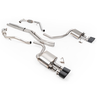 Milltek Sport Diff utan Stag - Icke-Resonerat (Högre) Cat-Back Avgassystem med Quad JET-100 Kolfiberändrör, RHD, Audi S4/S5 B9