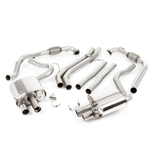 Milltek Coupe/Cabriolet Non Sport Diff Modeller - Icke-Resonerad (Högre Ljudnivå) Cat-Back Avgassystem Med Fyra Svarta Ovala Ändrör Audi S5 B9