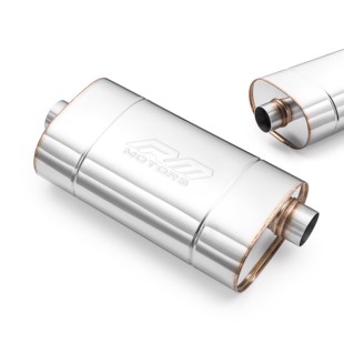 RM Motors Universal E002 elliptical silencer Can length - 350 mm, Embossing - No, Inlet diameter - 63,5 mm