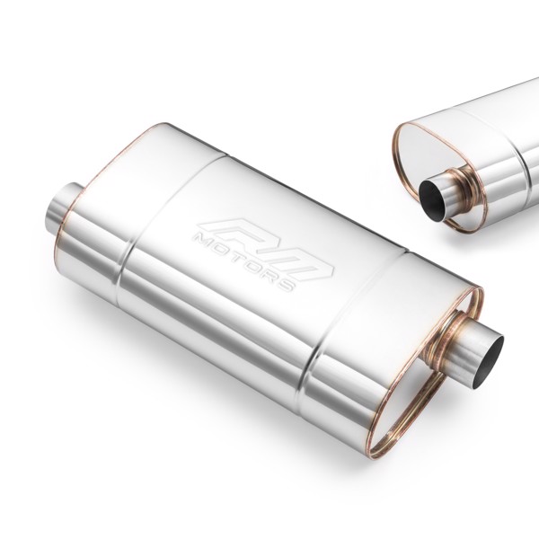 RM Motors Universal E003 elliptical silencer Can length - 300 mm, Embossing - No, Inlet diameter - 70 mm