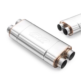 RM Motors Elliptical muffler EM006 Can length - 350 mm, Embossing - No, Inlet diameter - 50 mm