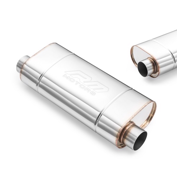 RM Motors Elliptical muffler EM007 Can length - 400 mm, Embossing - No, Inlet diameter - 60 mm