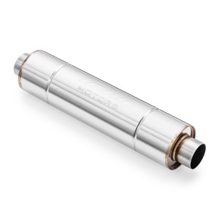 RM Motors Sports straight through silencer RM02 with Embossing Can length - 450 mm, Inlet diameter - 76 mm, Can diameter - 120 mm