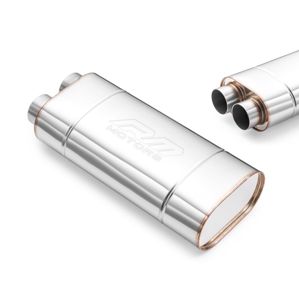 RM Motors EM010 elliptical silencer Can length - 250 mm, Embossing - No, Inlet diameter - 63,5 mm