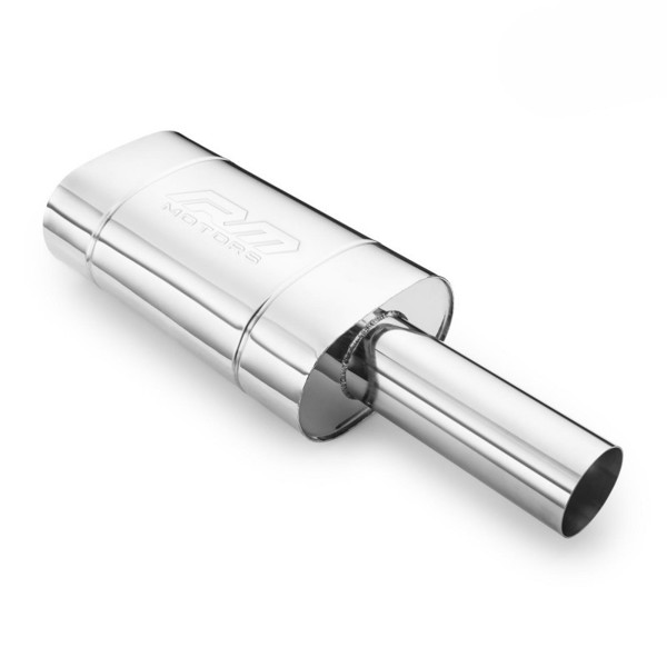RM Motors Universal elliptical silencer E208 90R Embossing - No, Inlet diameter - 70 mm