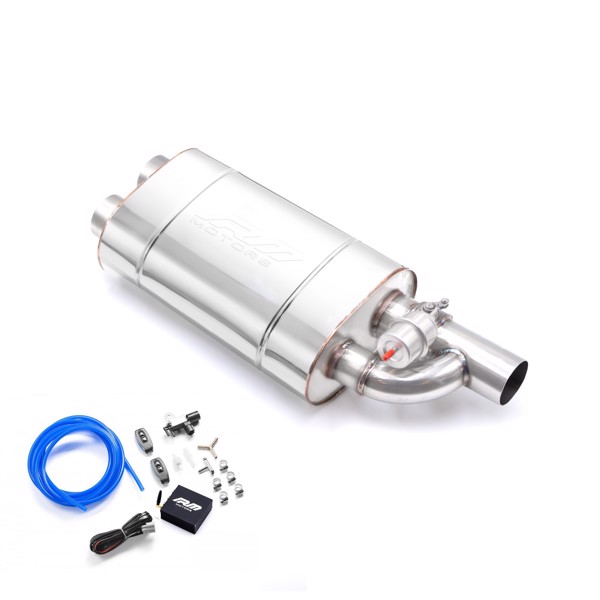 RM Motors Straight-through silencer with Vacuum Valve EV03 Can length - 350 mm, Inlet diameter - 76 mm, Side - Left, Valve type