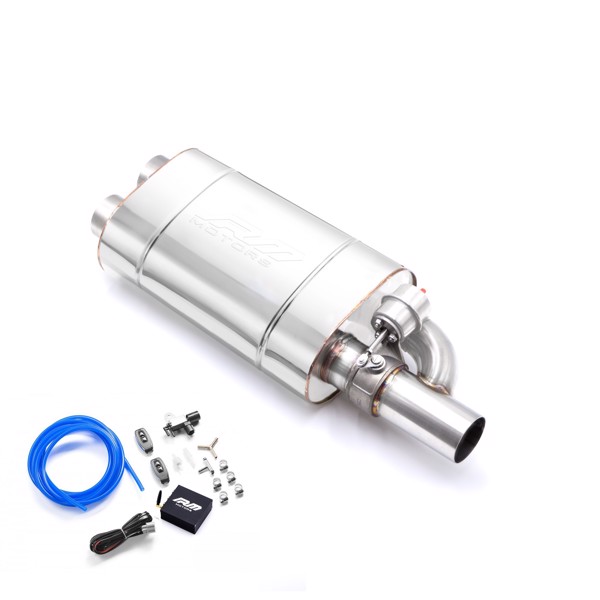 RM Motors Straight-through silencer with Vacuum Valve EV03 Can length - 350 mm, Inlet diameter - 76 mm, Side - Right