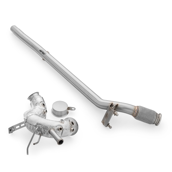 RM Motors Downpipe + DPF OFF Sats VW Golf VIII 2.0 TDI GTD, Med Värmesköld