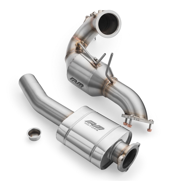 RM Motors Downpipe-Set Audi A5 S5 / Cabriolet / Sportback / Coupe 3.0 TDI, Utan katalysator, Med Ljuddämpare, Set Med Ljuddämpare Och Utan Värmesköld