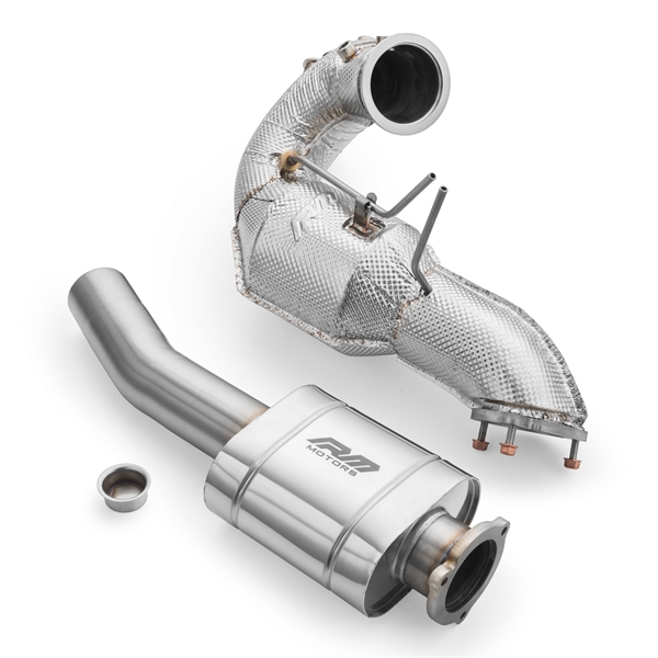 RM Motors Downpipe-Set Audi A6 S6 / Avant / Sportback / Avant Quattro 3.0 TDI, Euro 6, Med Ljuddämpare Och Värmesköld