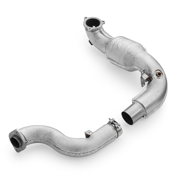 RM Motors Mercedes-AMG A35 GPF W177 4MATIC Downpipe with Heat Shield and Catalytic Converters Euro 6 With GPF OFF