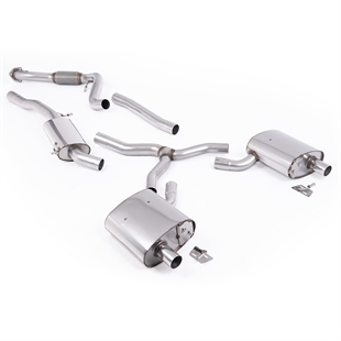 Milltek Resonated Cat-back - Fit to OE Outlets on Rear Diffuser (No Tips) Audi A4 2.0 B9.5 Quattro