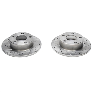 TA Technix sportbromsskivesats för bakaxel, Audi 100 Typ 44, 44Q, C3, i silverfärg. Modellnummer 1546142.